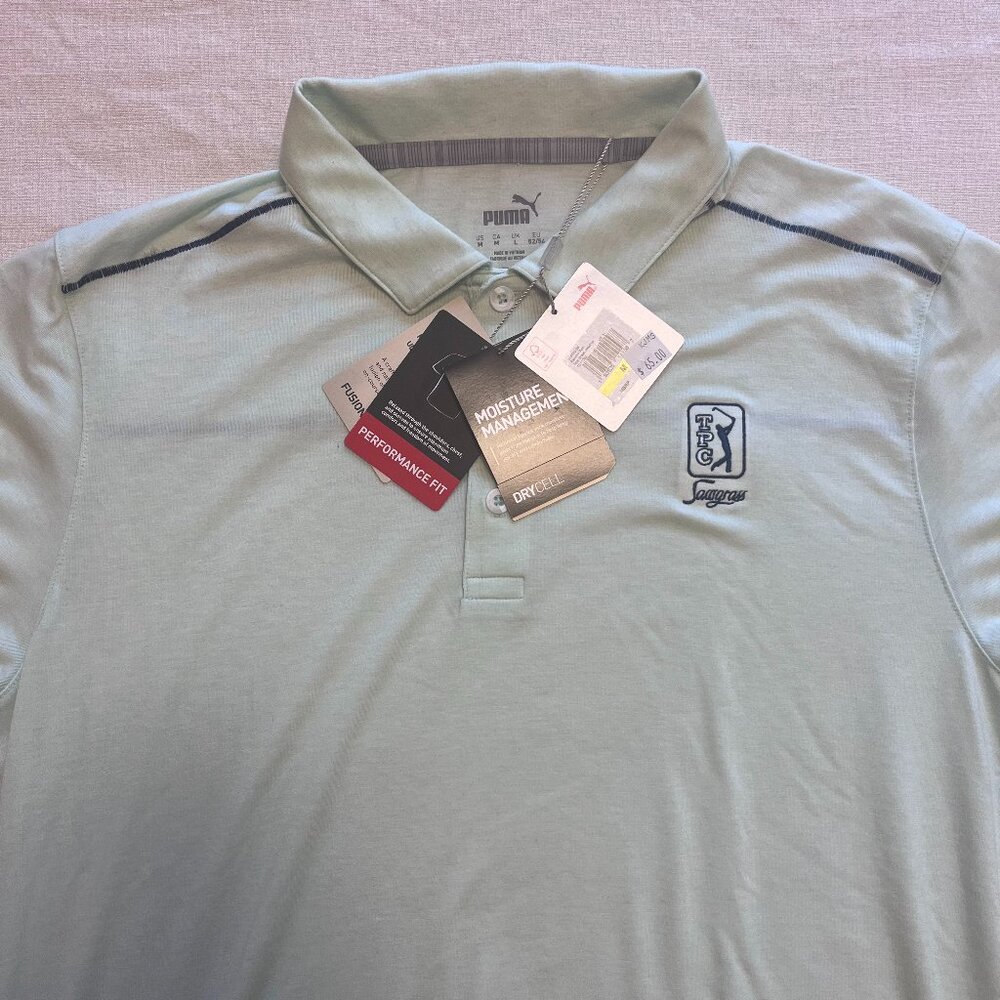 NWT Puma Golf TPC Sawgrass DryCell Polo Shirt - Mint Green - Men's M